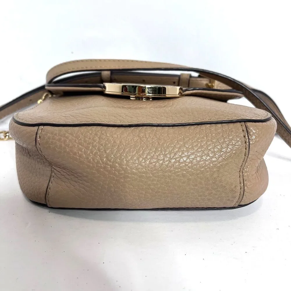 Michael Kors Small Fulton Tan & Gold Pebbled Leather Crossbody